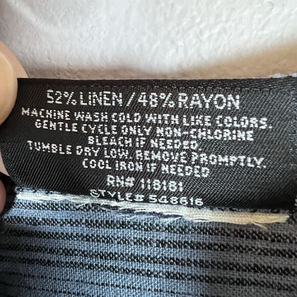 B.L.E.U. Women's Size XS Blue Linen & Rayon Blend Striped Long Sleeve Top Casual - Picture 5 of 7